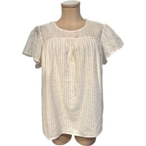Ella Moss White Lined Blouse with Eyelet Chest Element